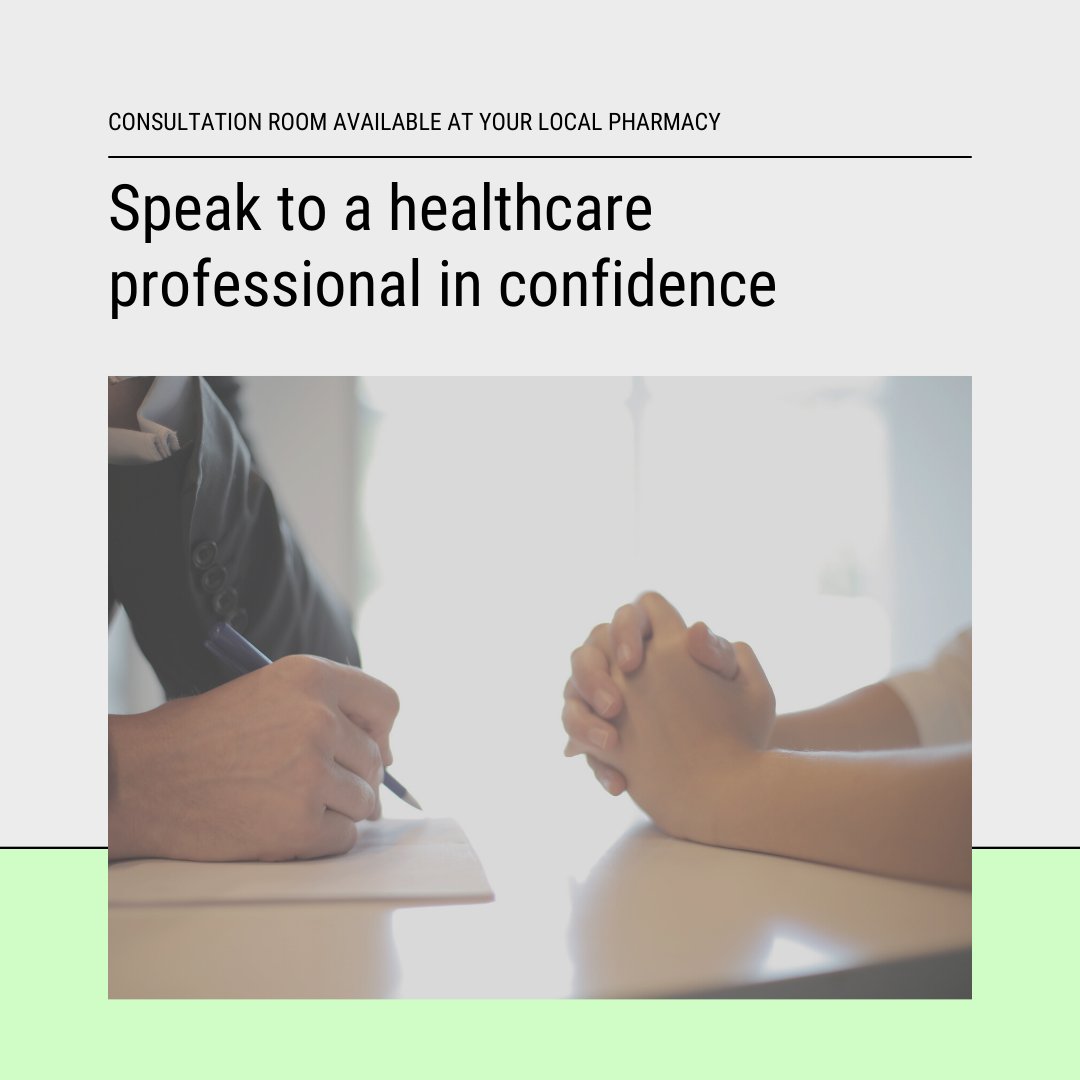 Some matters are better left discussed one-to-one, so why not take advantage of one of our consultation rooms available at your local community pharmacy.