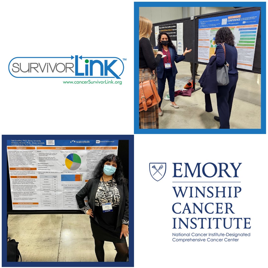 EmoryPRC's tweet photo. SurvivorLink and IDDI teams came together to refine their knowledge and skills at the Dissemination and Implementation Science Conference in Washington D.C. in December, where they shared posters about cultural adaptation frameworks and @WinshipAtEmory @AcademyHealth #DIScience22 https://t.co/s1HX3CPh2t