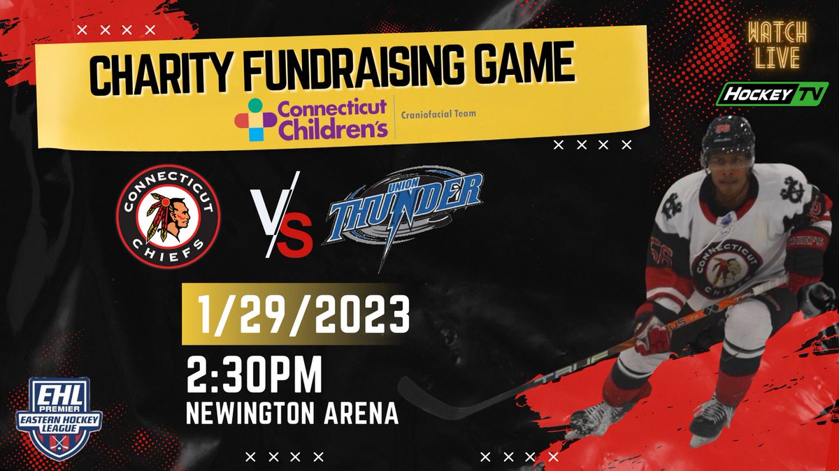 🚨 CT Chiefs Fundraising Charity Game 🚨

The CT Chiefs charity game is right around the corner! 

Let us know if you'll be coming. RSVP
bit.ly/401R9RH

🗓️ - January 29
⏰ - 2:30
📍 - Newington Arena
🏒 - CT Chiefs vs Union Junior Thunder

#CTChiefsHockey #CTChildrens