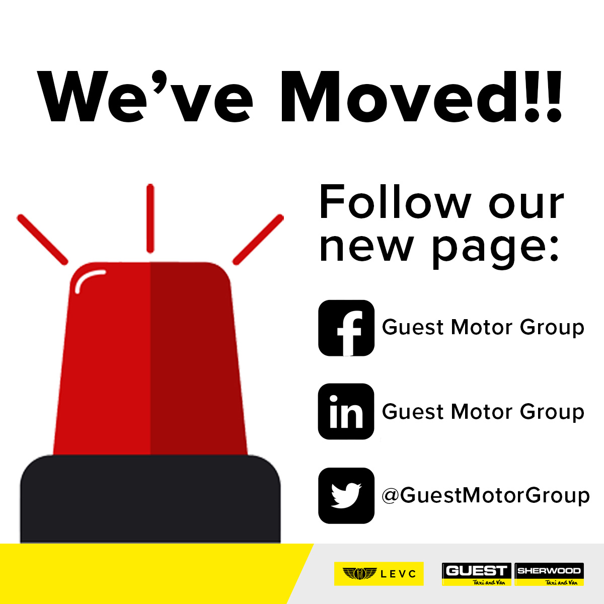 GuestTaxi's tweet photo. We've moved! All social media will now be posted on our new page, @GuestMotorGroup

Follow our new page to keep updated! https://t.co/zBJzx0qDUL