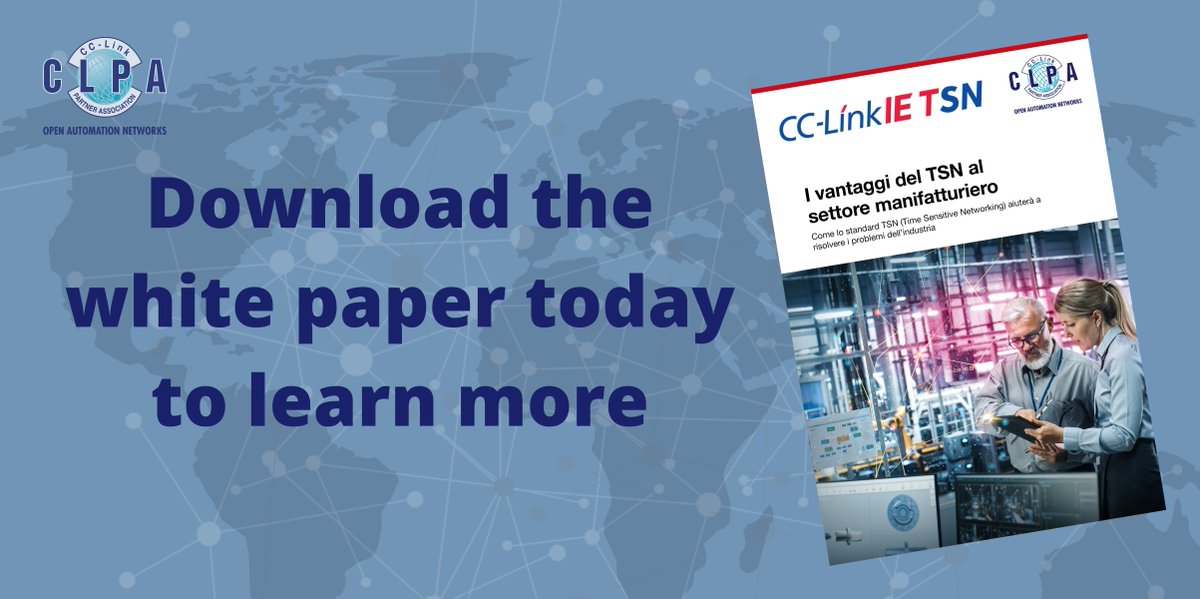 CC_LinkNewsIT's tweet image. Ecco a voi l'opportunità di leggere il nostro più recente #WhitePaper che evidenzia come l'industria possa trarre vantaggio dallo #standardTSN e dalle reti convergenti. Richiedete la vostra copia gratuita qui: ow.ly/pL1x50LnIHn #Impresa40 #ImpresaSmart
