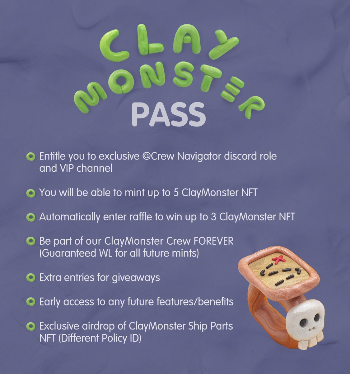 Why Monster Pass? 👀

✔️ Exclusive Whitelist.
✔️Only Monster Pass holders will be whitelisted, there is NO other way to get whitelisted.
✔️Many moreeeeee benefits.

Only 160/200 Monster Passes left. ⌛️

#CNFTCommunity #CNFT #CNFTCollection #CardanoNFT #CNFTs