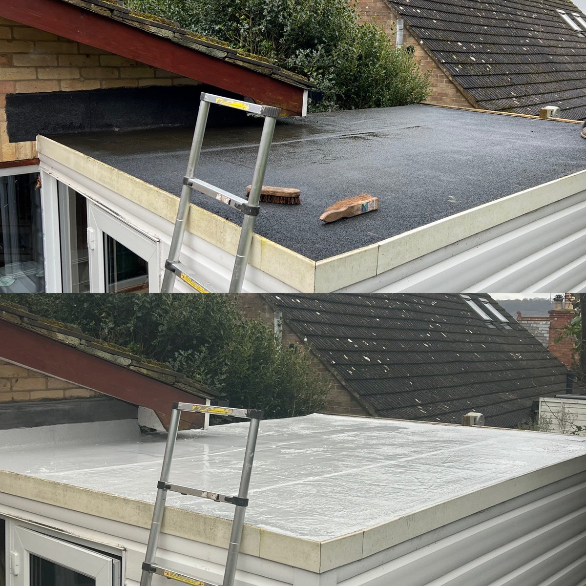 Liquid silicone rubber install. Westcott, Dorking, Surrey. #roofingcontractors #roofingexperts #flatroof #roof #roofers #dunningandevans