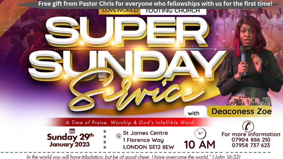 BLWTooting's tweet photo. This is unmissable 
#Tooting
#Church 
#ChristEmbassy
#PastorChris
#SuperSunday
See you there https://t.co/ebCKoB8Od7