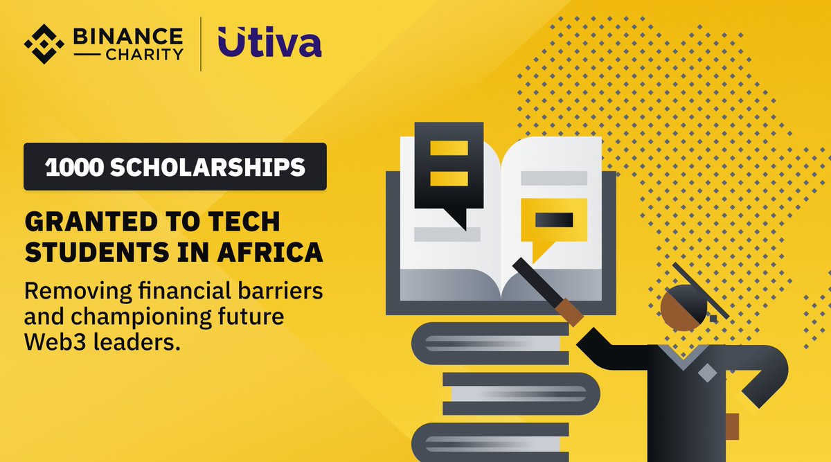 BinanceBCF's tweet image. We’re really excited to be bringing Web3 education to Africa!

#Binance Charity has worked with @utiva_io to give Web3 education scholarships to 1,000 students across 19 countries in the continent.

Find out why this will be so effective for young Africans👇