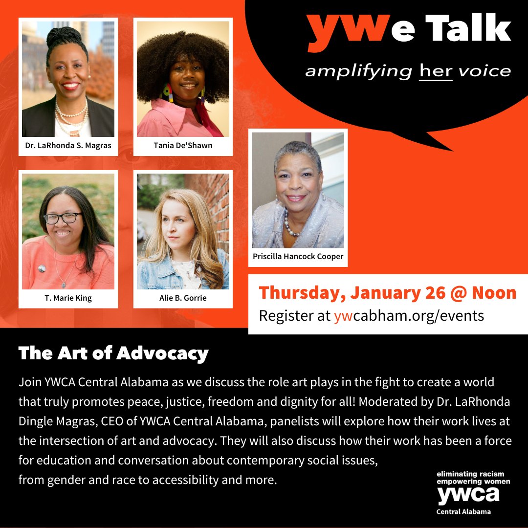 #YWeTalk Join us live today at noon as we discuss the role art plays in the fight to create a world that truly promotes peace, justice, freedom and dignity for all! Register at l8r.it/QBK8