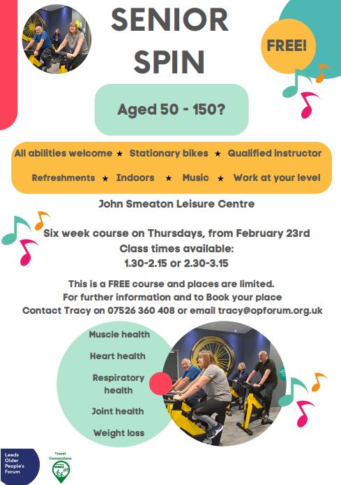LeedsOPF's tweet photo. Fancy trying something new?
Checkout our New Senior Spin
Guaranteed to get you spinning with joy or Vickie 😊 
Don't delay - Book today - Limited places https://t.co/8nh3s5m3Ys