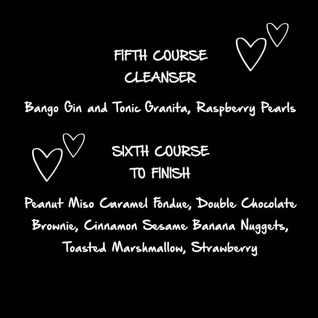 Menu for our Candlelit Valentines Feast at Bango!