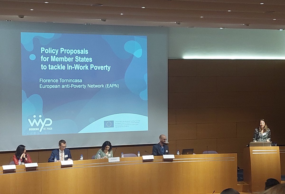 WorkYetPoor's tweet photo. At #WYPFinalConference Plenary session 2: #Policy proposals to combat #InWorkPoverty in the #EU, challenges for social citizenship with @AneAranguiz @TilburgU @flotornincasa @EAPNEurope  Dalila Ghailani @OSE_be https://t.co/s2VLR0EETE