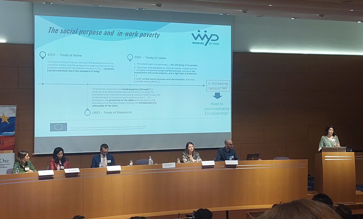At #WYPFinalConference Plenary session 2: #Policy proposals to combat #InWorkPoverty in the #EU, challenges for social citizenship with <a href="/AneAranguiz/">Ane Aranguiz</a> <a href="/TilburgU/">Tilburg University</a> <a href="/flotornincasa/">Florence Tornincasa</a> <a href="/EAPNEurope/">EAPN</a>  Dalila Ghailani <a href="/OSE_be/">OSE</a>