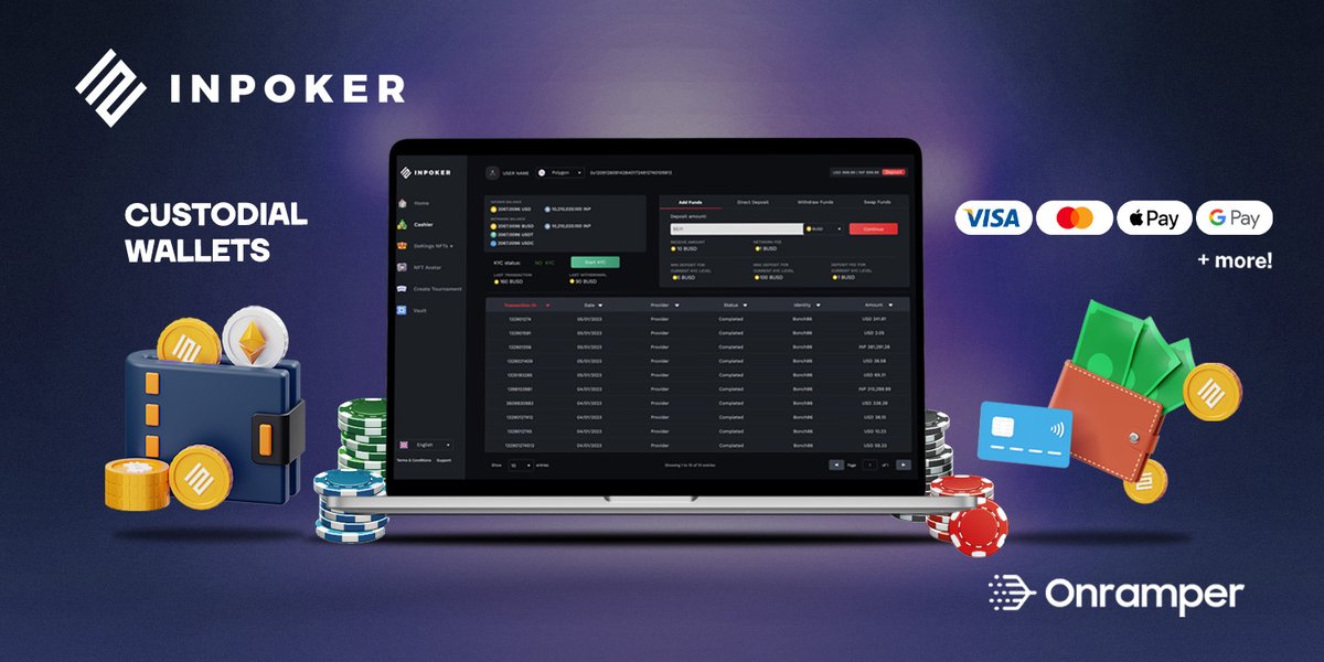 🌟🔥 INPOKER INTEGRATES CUSTODIAL WALLETS &amp; FIAT-TO-CRYPTO ONRAMP AGGREGATOR

✨ We proudly present Dashboard 3.0!

👛 Custodial wallets

💵 OnRamper aggregator

🌏inpoker.medium.com/88dcae6ce287 

#inpoker #poker #fiatonramp #OnRamper #cryptopoker #crypto #P2E
