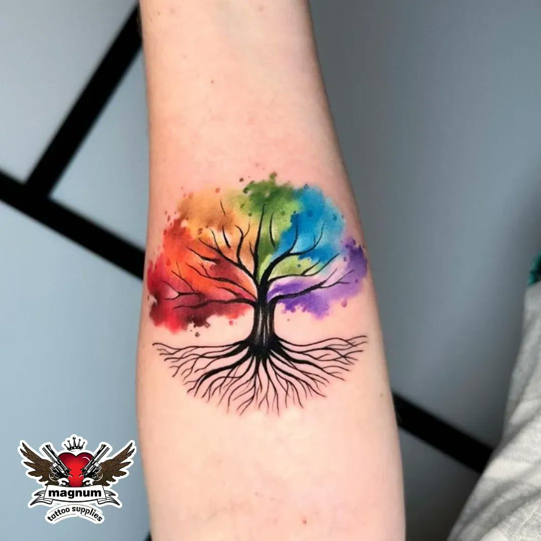 Tiny watercolor tree by tattooistflower  Tattoogridnet