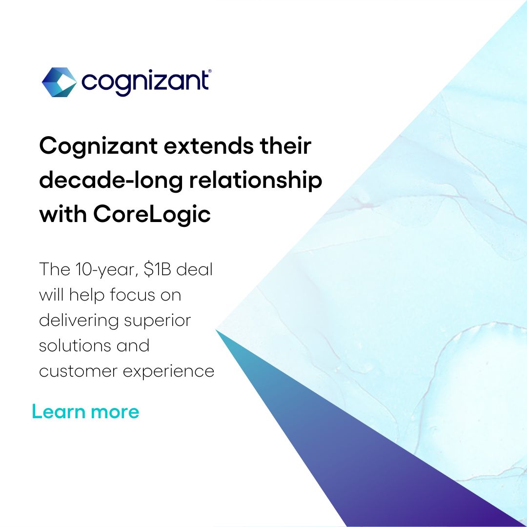 Cognizant's tweet photo. We’re excited to announce we are expanding our relationship with leading global property information, analytics, and data-enabled solutions provider, @CoreLogicInc. Learn more: https://t.co/RStslPFPv0 https://t.co/WxKy4X3Uw8
