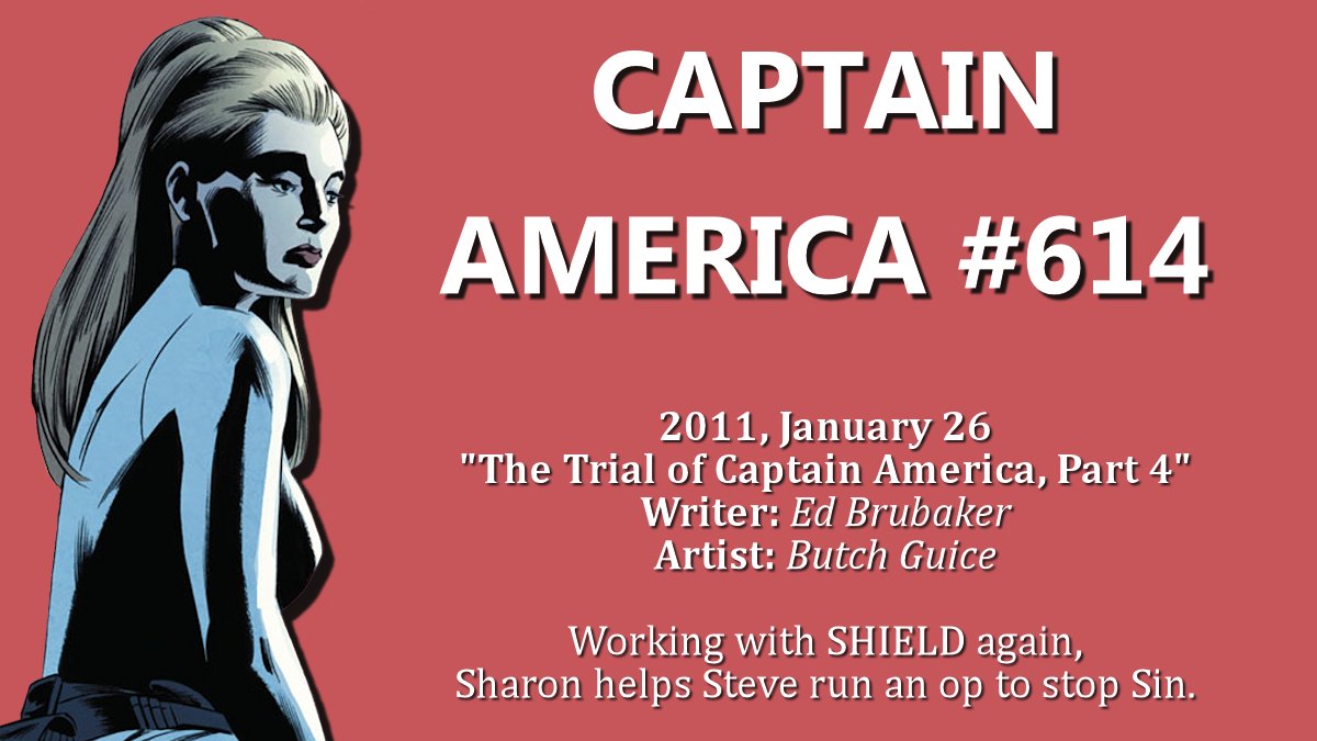 616agent13's tweet photo. #OTD (January 26) in #SharonCarter history, Sharon appeared in:
Captain America #614 2011)
Secret Avengers #9 (2011)
#SteveRogers #Agent13 #EdBrubaker #CaptainAmerica #ButchGuice #WillConrad #MikeDeodatoJr https://t.co/h0RhEhaTzv