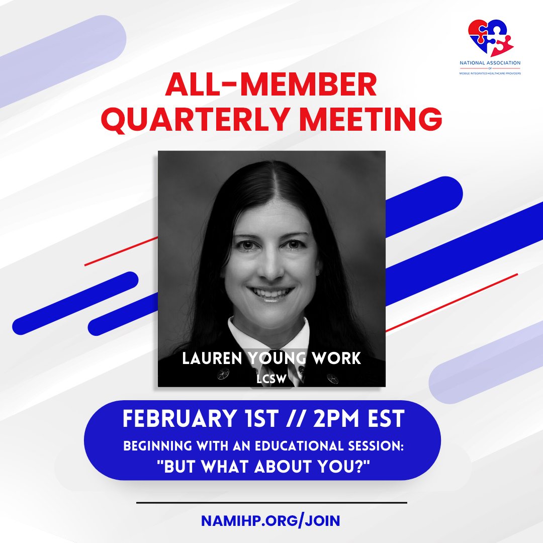 NAMIHP (@namihp) on Twitter photo All-Member Quarterly Meeting nest Wednesday, February 1st <a href="/2pm/">Two O'clock</a> ET begins with an Education Session from our Wellness and Support Sub-Committee Chair, Lauren Young-Work, LCSW. Not a member? Become one at namihp.org/join #mih #cp #futureofhealthcare All-Member Quarterly Meeting nest Wednesday, February 1st <a href="/2pm/">Two O'clock</a> ET begins with an Education Session from our Wellness and Support Sub-Committee Chair, Lauren Young-Work, LCSW. Not a member? Become one at namihp.org/join #mih #cp #futureofhealthcare
