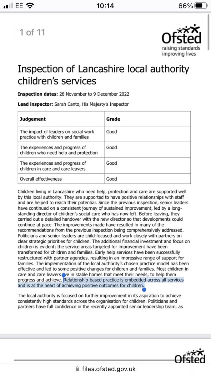 Shelley Saunderson (@shelleylancs) on Twitter photo Feeling #proud today to work for <a href="/LancashireCC/">Lancashire County Council</a>/<a href="/LancsFamilies/">Lancashire Family Safeguarding</a>, we are officially graded #good by <a href="/Ofstednews/">Ofsted</a> and most importantly, they recognise our goal to embed relational, strength-based, family-centred practice: files.ofsted.gov.uk/v1/file/502059… #SocialWorkTwitter #ofsted #socialwork Feeling #proud today to work for <a href="/LancashireCC/">Lancashire County Council</a>/<a href="/LancsFamilies/">Lancashire Family Safeguarding</a>, we are officially graded #good by <a href="/Ofstednews/">Ofsted</a> and most importantly, they recognise our goal to embed relational, strength-based, family-centred practice: files.ofsted.gov.uk/v1/file/502059… #SocialWorkTwitter #ofsted #socialwork