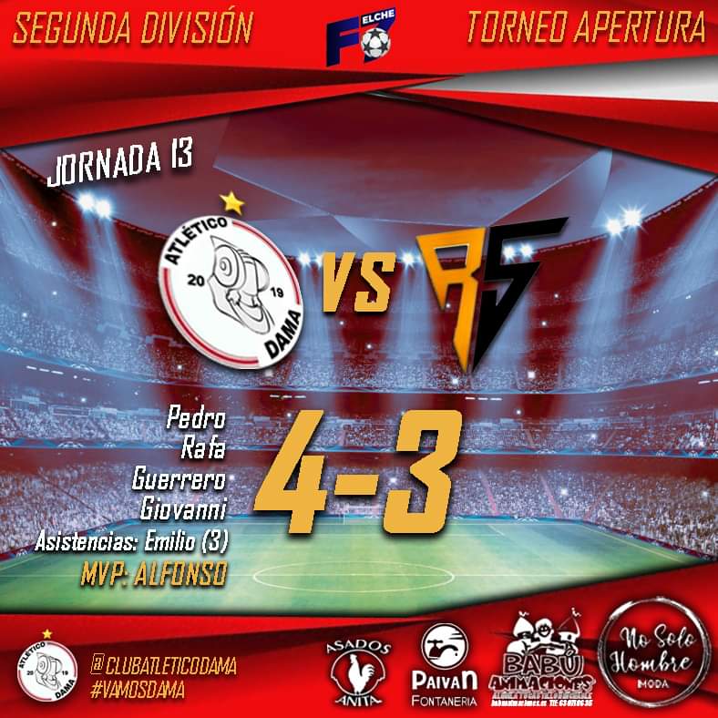 atleticodama's tweet photo. ✌️VICTORIA✌️
4-3 contra Real Suciedad. Partidazo increíble de los nuestros que nos hace creer en un ascenso difícil, pero no imposible. #vamosdama❤️🖤 https://t.co/sR1gzLl4Qj