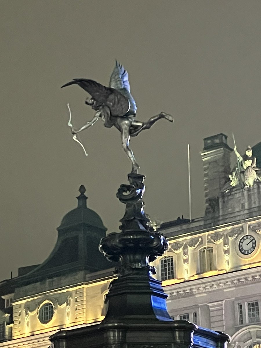 lucindahawksley's tweet photo. #Eros (really #Anteros, Eros’ brother, but no-one ever calls him that!) was looking so beautiful even through rain last night. He was created by #AlfredGilbert, a good friend of #PrincessLouise, subject of my #biography @vintagebooks #Aestheticism #ArtHistory #history #sculpture https://t.co/IT1gTMc2pI