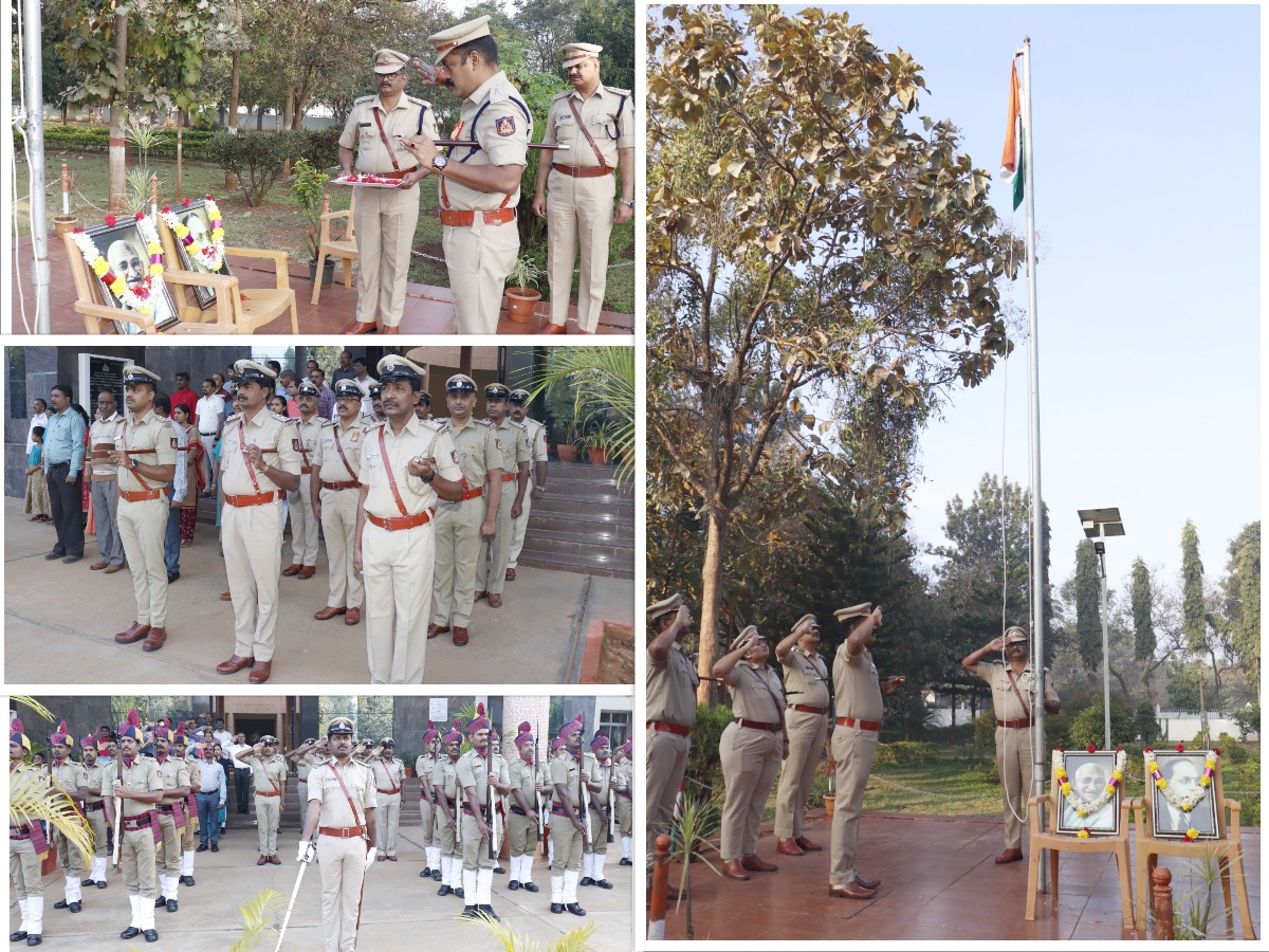 chnpolice's tweet photo. ಈ ದಿನ ಚಾಮರಾಜನಗರ ಜಿಲ್ಲಾ ಪೊಲೀಸ್ ಕಛೇರಿಯ ಆವರಣದಲ್ಲಿ 74ನೇ ಗಣರಾಜ್ಯೋತ್ಸವ ದಿನಾಚರಣೆ ಅಂಗವಾಗಿ ಧ್ವಜಾರೋಹಣ ನೆರವೇರಿಸಿ ರಾಷ್ಟ್ರಧ್ವಜಕ್ಕೆ ಗೌರವ ಸಲ್ಲಿಸಲಾಯಿತು. ಅಪರ ಪೊಲೀಸ್ ಅಧೀಕ್ಷಕರಾದ ಶ್ರೀ ಉದೇಶ ಟಿ.ಜೆ ರವರು ಹಾಗೂ ಪೊಲೀಸ್ ಅಧಿಕಾರಿ ಸಿಬ್ಬಂದಿಯವರು ಉಪಸ್ಥಿತರಿದ್ದರು. #TPShivakumarIPS #SPchamarajanagar https://t.co/YuVIGu9c8D