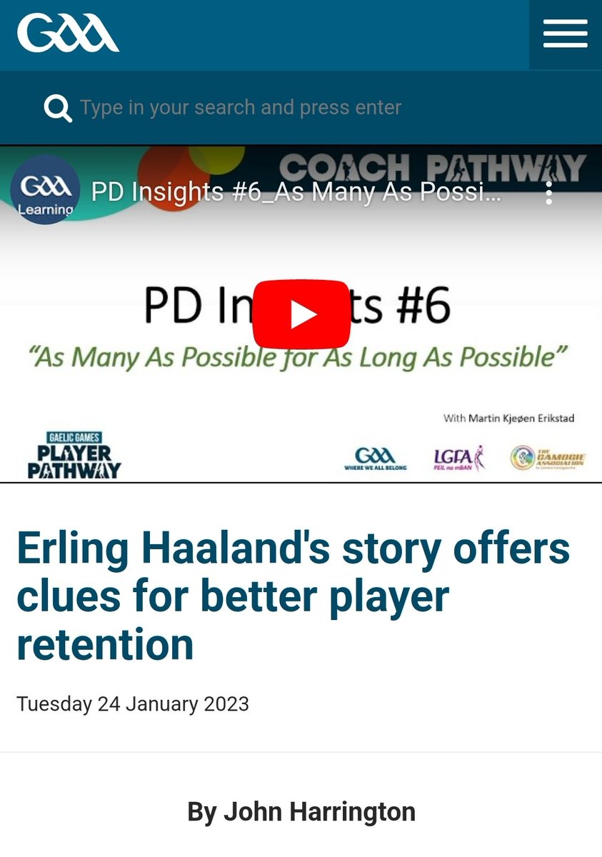 A 2017 survey revealed that, by the age of 13, one in two girls will have dropped out of sport.

The career of Manchester City soccer player Erling Haaland illustrates some valuable lessons about how best to retain young players.

gaa.ie/news/erling-ha…

#UptheBridge!