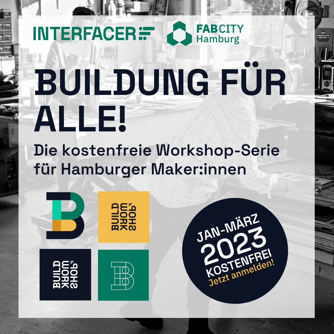 fabcityhamburg's tweet photo. 📢BUILDUNG FÜR ALLE!
Die kostenlose #INTERFACER Workshopreihe läuft noch bis März 2023 💪In einigen Workshops sind Anmeldungen weiterhin möglich! https://t.co/dGi6otLKQP
https://t.co/TqrFkna8Xz
@openlab_hamburg @HH_BWI @fabcityglobal @DyneOrg @HSUHamburg https://t.co/0944ugvsTA