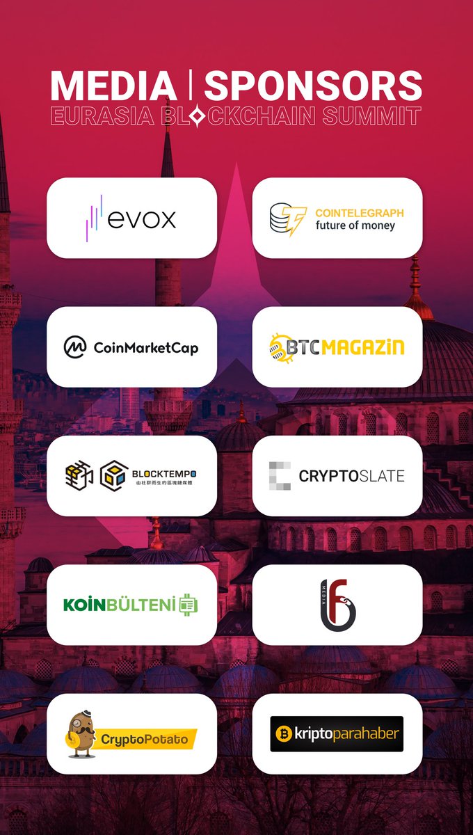 BlokchainSummit's tweet photo. Our Media | Sponsors📣 #EurasiaBlockchainSummit #EBS22 #EBS19 https://t.co/aPDzIbrUEB