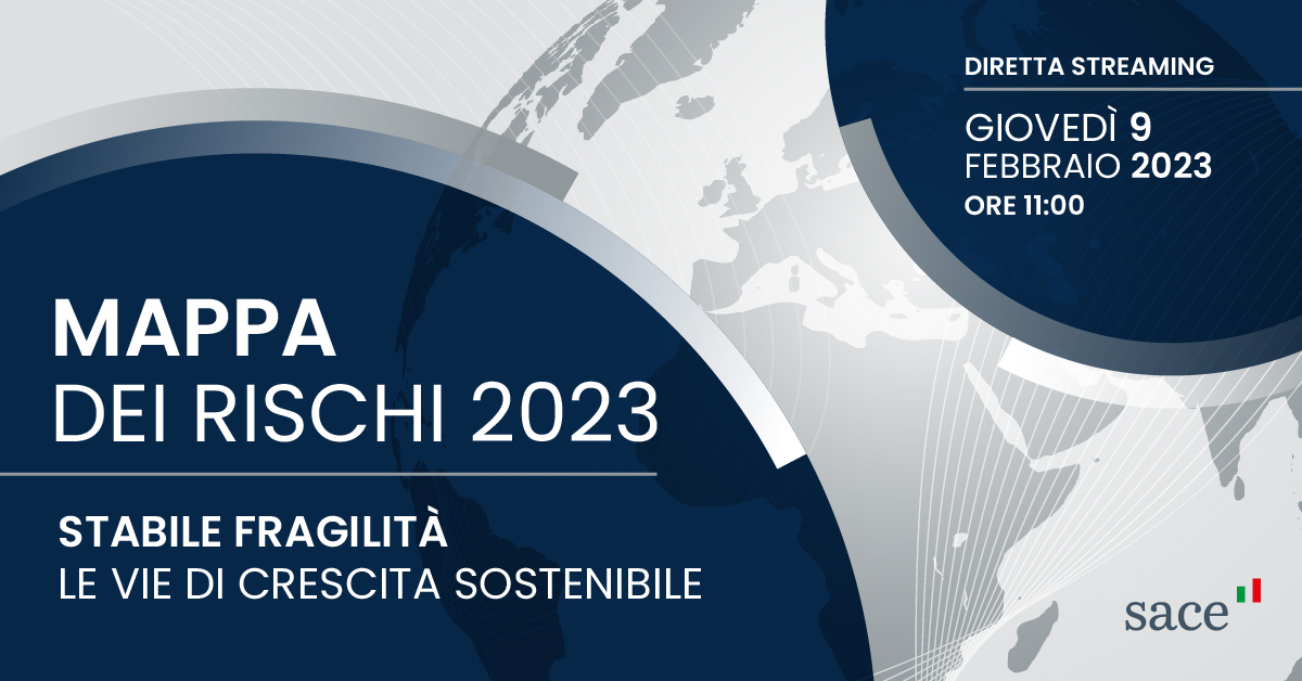 SACEgroup's tweet photo. Incertezza geopolitica, allerta climatica ed energetica: è un nuovo stato di instabilità persistente quello delineato dalla #RiskMap2023 di SACE.
Il 09/02 partecipa all'evento online di presentazione per scoprire sfide e priorità per il 2023.
➡️https://t.co/HOrIRES9Jm 
@Corriere https://t.co/omVh80WcnT