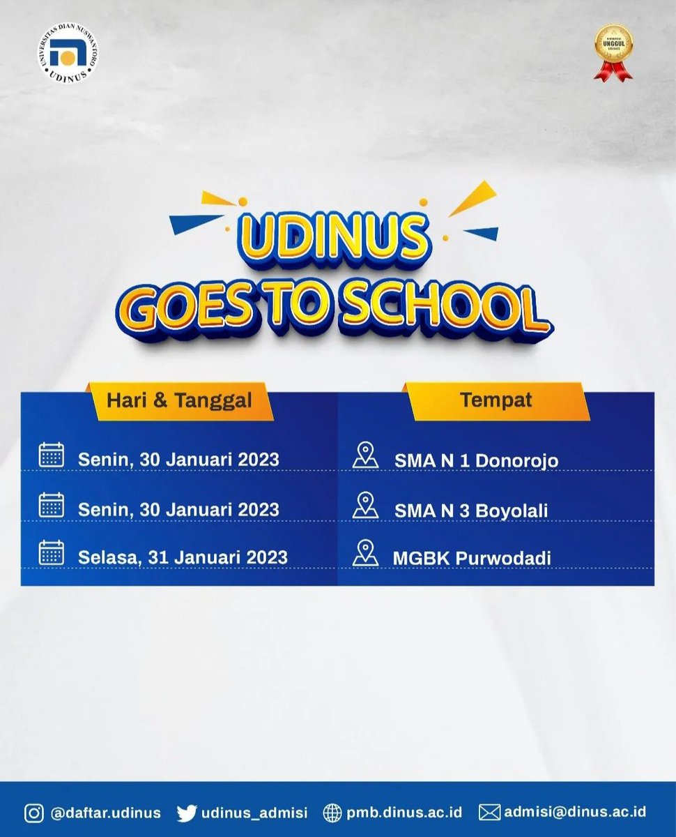 Halo calon Dinusian,  yuk cek jadwal UDINUS goes to school kali ini 😉