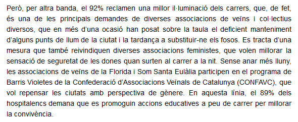 Interessant article d'en @Xaviero5, al <a href="/CELHOSPI/">CELH CentreEstudisLH</a>  Comunica 132: Apunts sobre l’últim Baròmetre d’opinió municipal mailchi.mp/1502aaeef2a2/b…
La manca d'il·luminació als barris de #LHospitalet, una reivindicació compartida per l'<a href="/AViVLaFlorida/">AViV La Florida</a> i l'AVV #SomSantaEulàlia
#BarrisVioletes