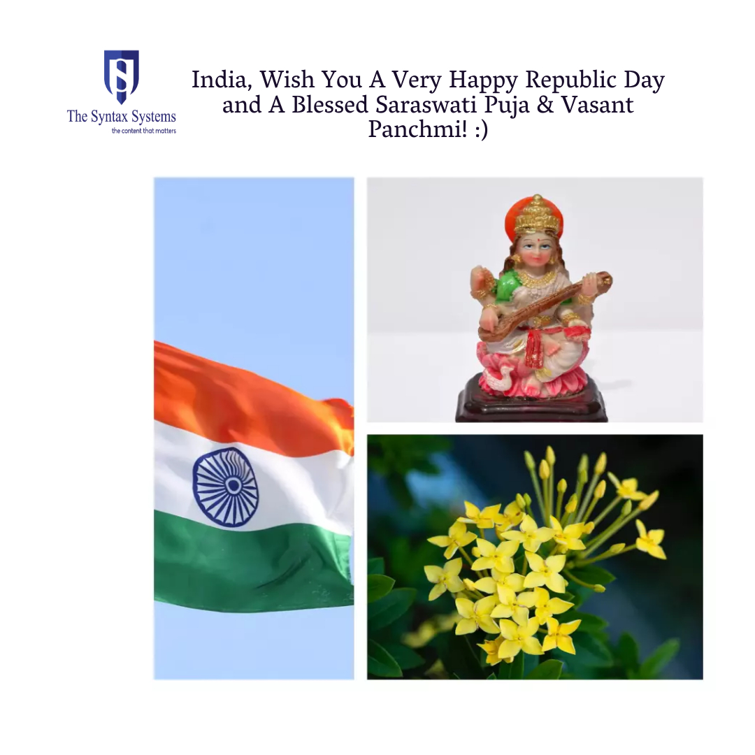 SyntaxSystems's tweet image. We wish all Indians a very happy #RepublicDay2023 and a blessed #SaraswatiPuja &amp;amp; Vasant Panchmi!