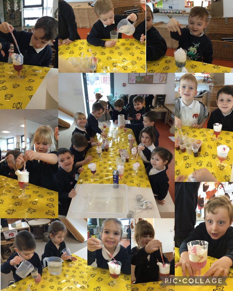 ysgolyddraig's tweet photo. #YYDcolhuw and #YYDhensol made storms in a cup today. The children have been fascinated with the varied weather we’ve had over the last few weeks. Especially the big storm we had! So today using food colouring, water and shaving foam we made our own storms ⛈ #YYDthinking https://t.co/5FyxqhWaQS