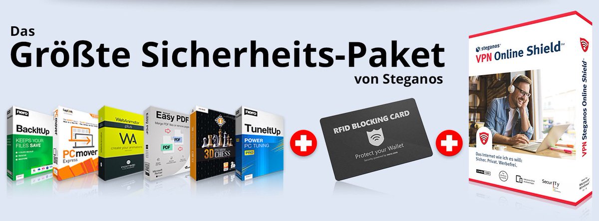 Das Größte Sicherheits-Paket von #Steganos, jetzt Vorteilsangebot sichern und richtig sparen: steganos.com

Big savings with the Largest #VPN #Security Package from Steganos
steganos.com