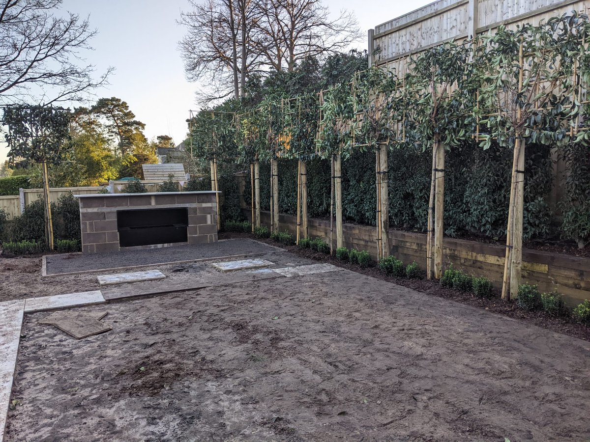 gdesignerjames's tweet photo. Progress is being made on site following the freezing temperatures last week which included some snow!

The Prunus lusitanica hedging, Prunus ludidum pleached trees and Euonymus japonicus clipped hedging will help screen the neighbouring fence lines as well as providing interest. https://t.co/hpovSCR8ZQ