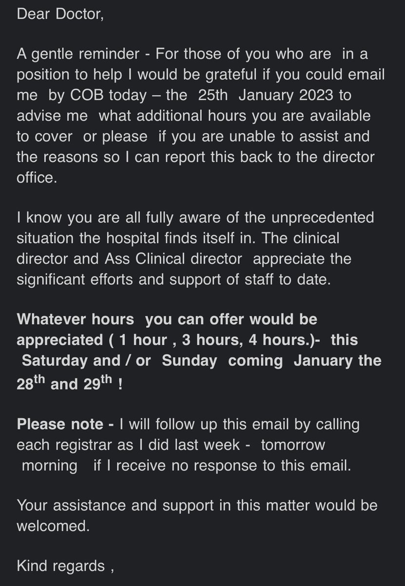 This is WRONG on so many levels. NCHDs already work unsafe and illegal working hours. No employer has the right to behave in this way. IMO are demanding that this practice cease immediately.  #standingUP4NCHDs