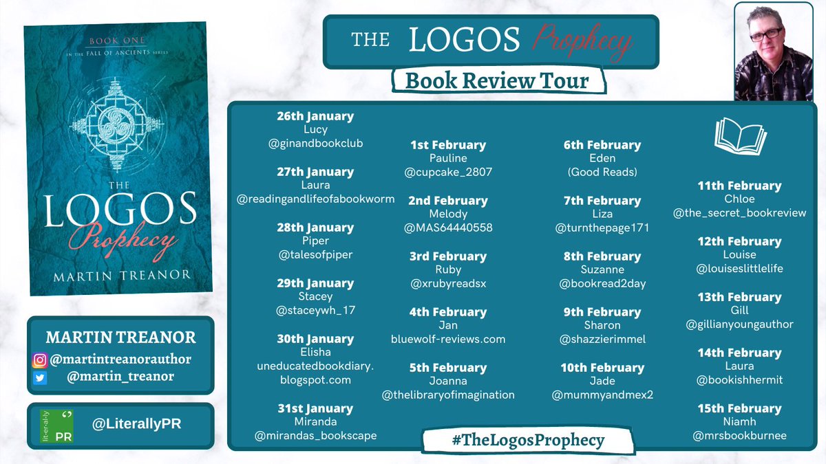 Today marks the start of the Book Review Tour for #TheLogosProphecy Keep your eyes peeled for my stop on the tour on 30th January 👀👀 @Martin_Treanor @literallypr