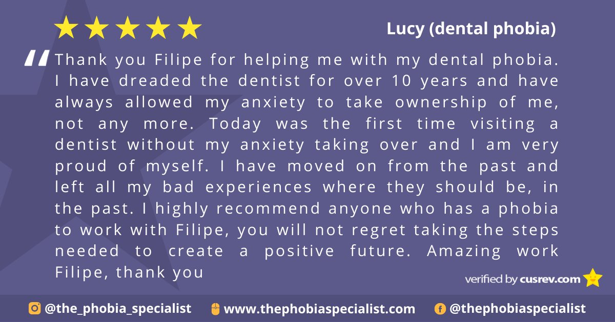 Feedback from one of my clients who successfully overcame her #dentalphobia 🙂

 #phobiatreatment #phobias #thephobiaspecialist #anxietytreatment #hypnotherapy #solutionfocusedbrieftherapy #overcomeanxiety #overcomefear #Dentist