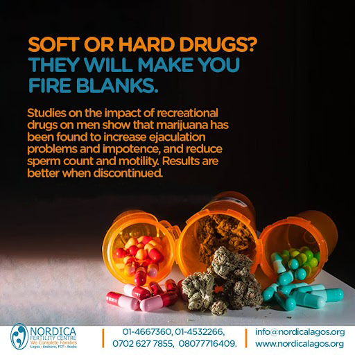 nordicalagos's tweet photo. Substance use can lead to fertility problems in men. The use of recreational drugs can cause changes in hormone levels that can affect sperm health.
Soft or hard drugs will make you fire blanks. Stay away from them.
#meninfertility #meninfertilitytreatment https://t.co/syCvvEnBUR