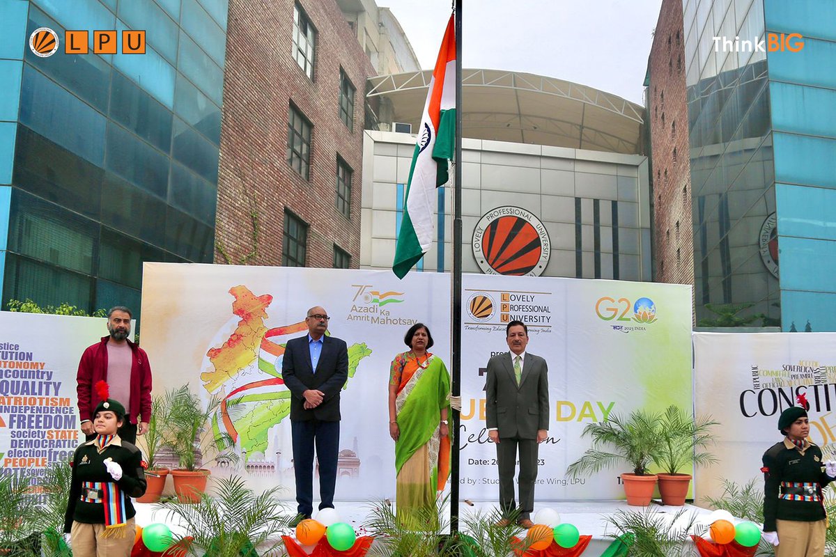 lpuuniversity's tweet photo. #RepublicDay2023 was celebrated with full grandeur at our #LPUCampus!
We witnessed the magnificent Flag-Hoisting ceremony, a vivid cultural display, a significant procession by #LPUNCC cadets, and an uplifting address by our honourable dignitaries.
#LPUForYou #26January https://t.co/xtebKZqIeC