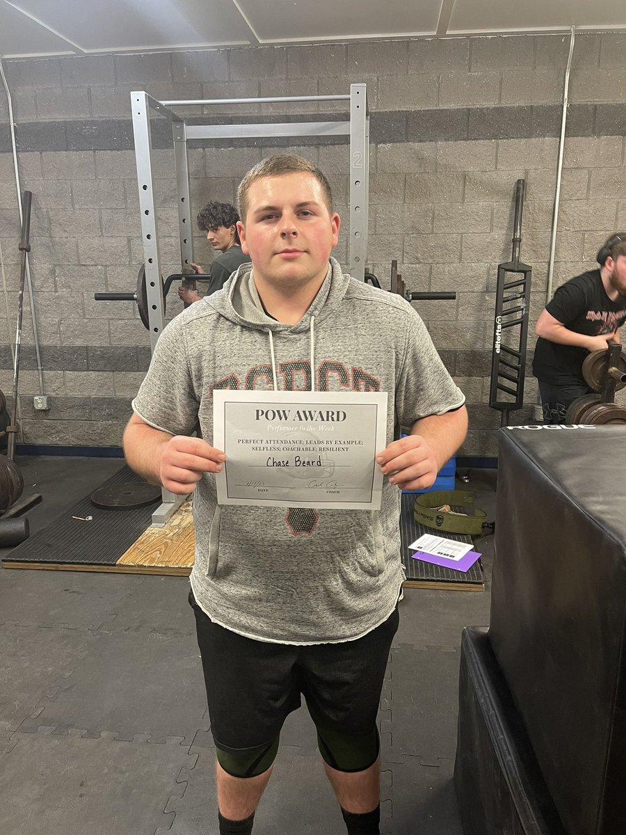 I thought I posted this last this at the beginning of the week but must not have hit submit. Our POW winner from last week junior OL/DL <a href="/ChaseBeard03/">Chase Beard</a> All he does is show up and work hard and lead by example!!! Well done Chase! Only wish we had you the last 2 seasons!