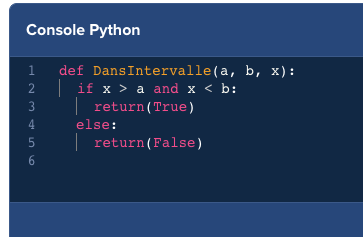 dad3zero's tweet photo. 😭 Je vais consulter @lelivrescolaire en math pour voir le code #Python qu'il peut y avoir, premier exemple et déjà tu te dis que c'est mal barré… 😭
Déjà, en Python, on n'appelle pas une fonction DansIntervalle mais dans_intervalle. On a des règles (#pep8) pour la lisibilité.⤵️ https://t.co/80GHlot0L5