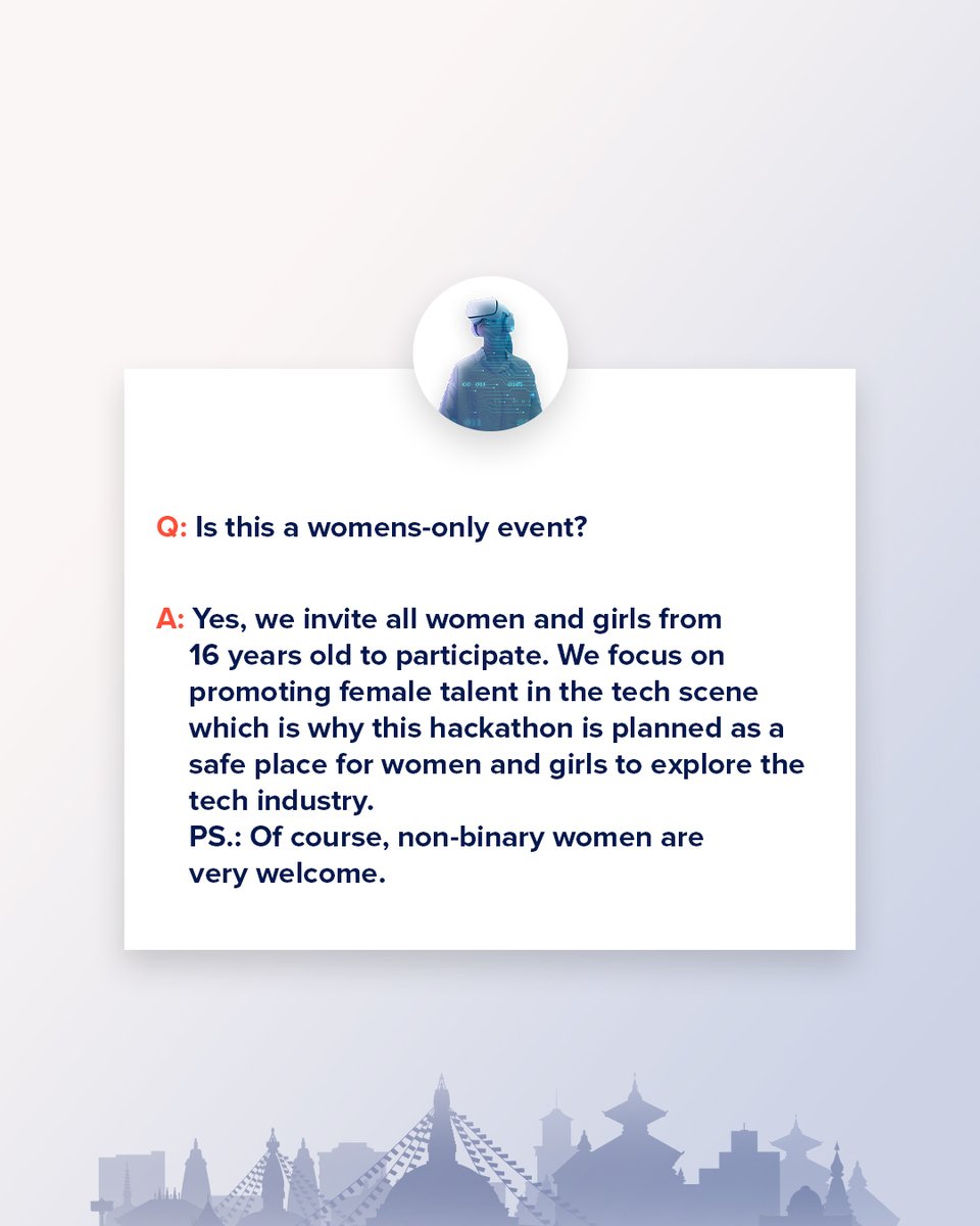 shequal_org's tweet photo. Hackathons are taking the tech world by storm!
Find out answers to your queries for @Ncell presents Nepal's Largest All-female Hackathon; Hacking for Humanity! Check out the FAQs about Hackathon now!
#h4h #allfemalehackathon #hackathon #itshertime https://t.co/45BzHXbetI