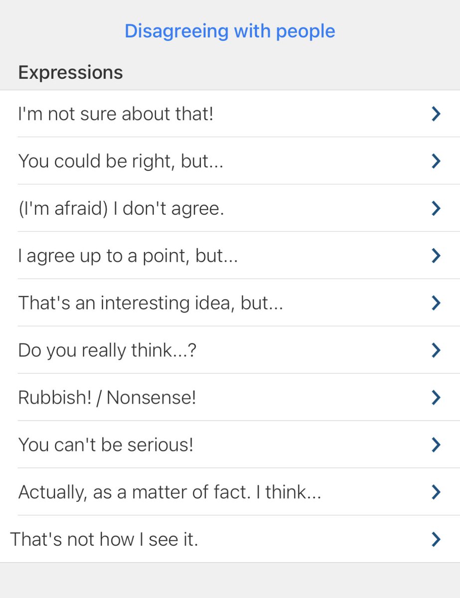 영어회화 기본표현 다양하게 알려주는 어플. 꽤 유용하다. 
부정적 표현, 거절 등에서 표현의 다양성이 부족하고 자칫하면 무례해지는 것 같아 어려움을 느낄 때가 있었다. 부정적인 말이더라도 상대방의 기분이 좋게 예의바르게 표현하는 게 센스이지 않는가.