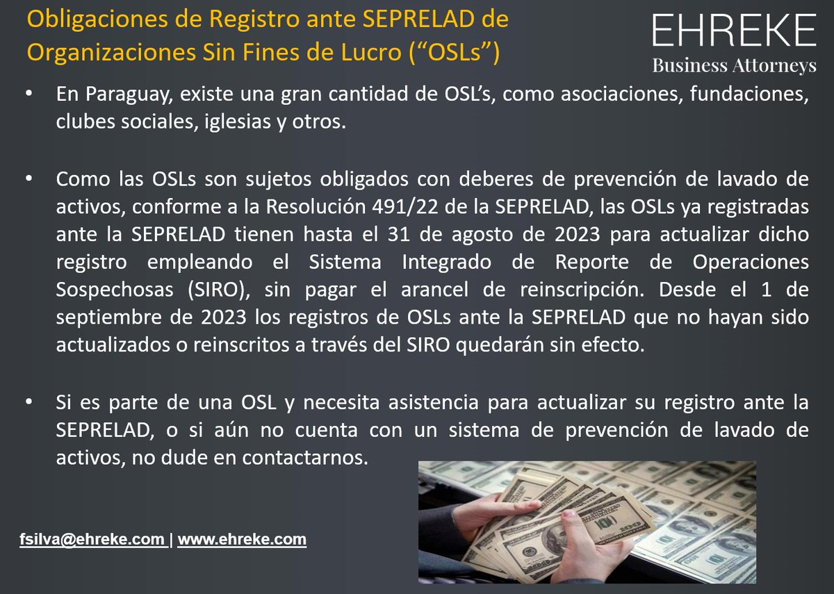 BusinessEhreke's tweet image. Actualización de Registro ante SEPRELAD de OSLs #OSLs #SEPRELAD #Registro