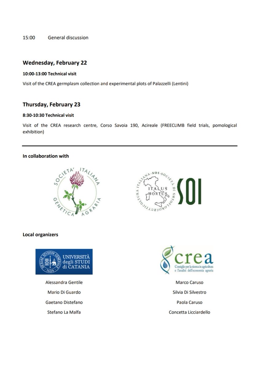 Freeclimb1's tweet photo. 📢 Coming soon 📢
Workshop on #Management, #Study, and #Exploitation
of #GeneticResources of #FruitTreeCrops 
📆 February 20-23 📆@Freeclimb1 https://t.co/5rKC1Ip5ik