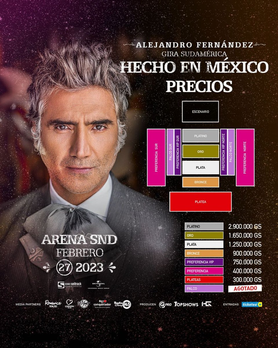 TicketeaPy's tweet photo. 🚀 Las entradas Se AGOTAN 🚀
@alexoficial en 🇵🇾 Gira Hecho en México 🇲🇽
Adquirí tus entradas en los puntos @TicketeaPy
.
.
.
🗓️ 27/Feb
📍 @sndpy - Arena
#AlejandroFernandezPy #HechoEnMéxicoPy https://t.co/5ispDHiEH8