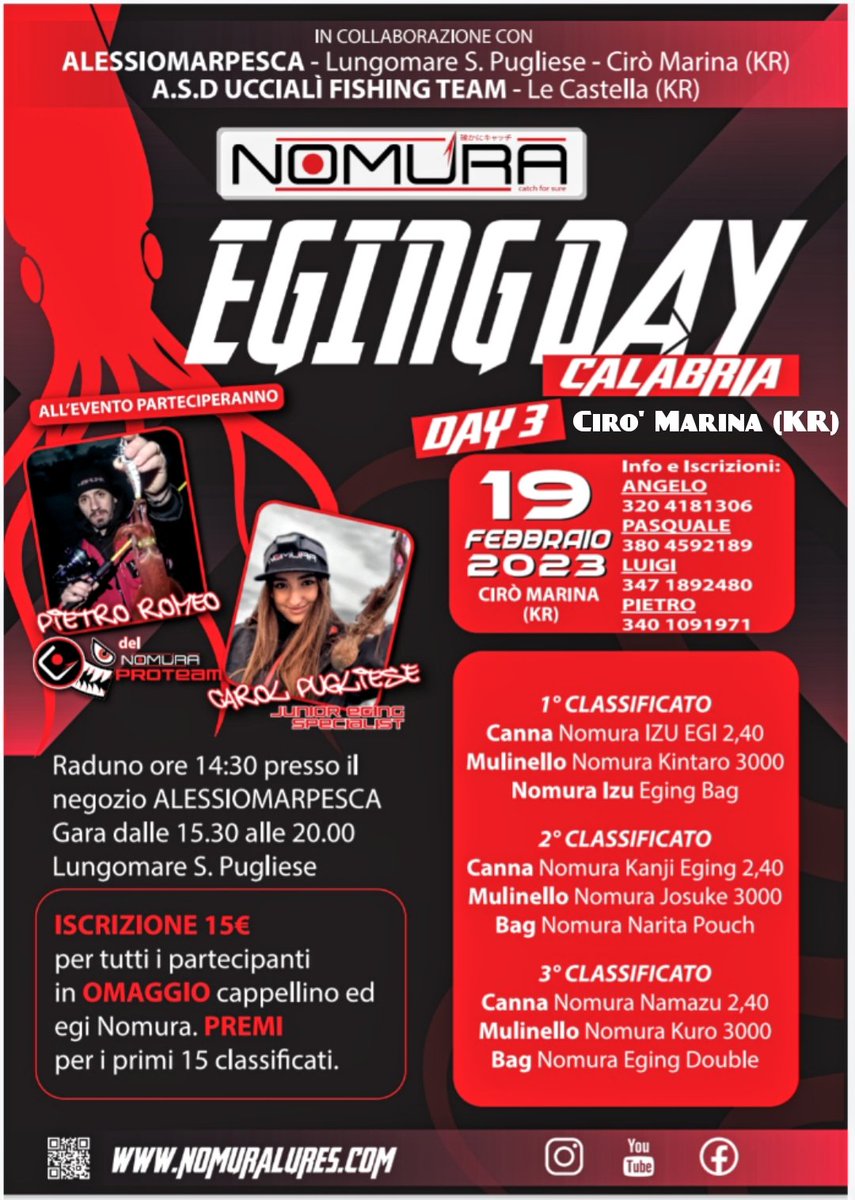 UccialiFT's tweet photo. ⛔ #Boom 💣 domenica 19 febbraio #2k23
Evento targato 🏴‍☠️ #UccialìFishingTeam 
#Eging day #Calabria 🦑 #Nomura 🏆 sul lungomare di #CiròMarina #Super🐙
Per info e iscrizioni contattateci!
#StiamoTornando #CiDivertiremoAllGrande
#Mare #fishingchallenge #Sea #UFT #Friends #happy https://t.co/uvcvnWStQz
