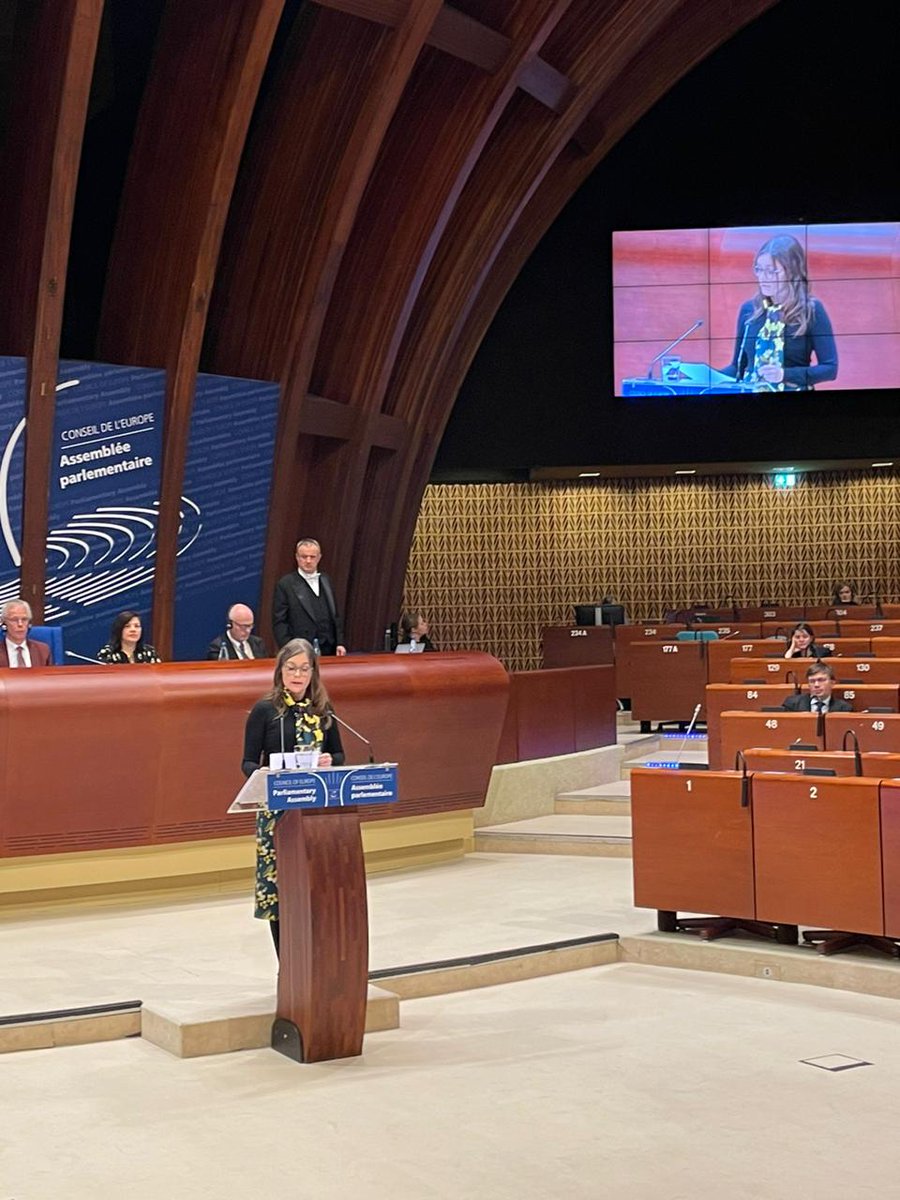 "The ultimate goal is a just peace that respects international law &amp; the sovereignty &amp; territorial integrity of #Ukraine. Justice also requires #accountability &amp; <a href="/coe/">Council of Europe</a> should address justice &amp; accountability for Russia's aggression at the #4thCoESummit"

<a href="/katrinjak/">Katrín Jakobsdóttir</a> <a href="/PACE_News/">PACE</a>