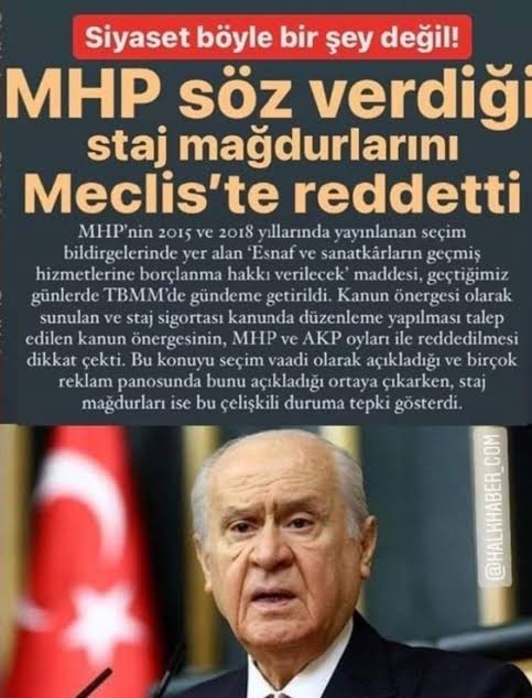 #OylarStaja chp nin verdiği kanun teklifine ilk red MHP den olmuştu ama söz böyle tutulmaz ki @dbdevletbahceli @RTErdogan