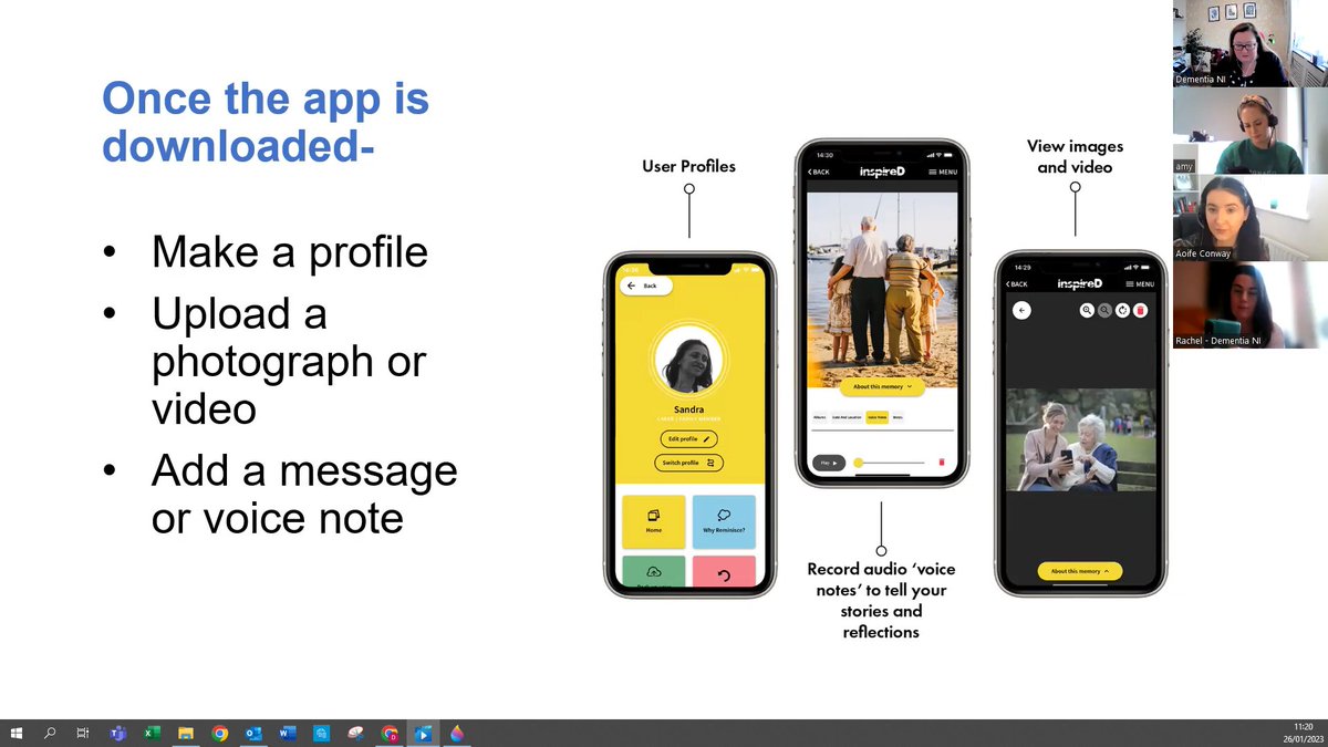Dementia NI Empowerment Staff were joined by Aoife Conway from Ulster University to learn more about the <a href="/theinspiredapp/">The InspireD Reminiscence App</a> - which Dementia NI members helped to develop. If you'd like to download and try it for yourself or your loved one you can visit theinspiredapp.com