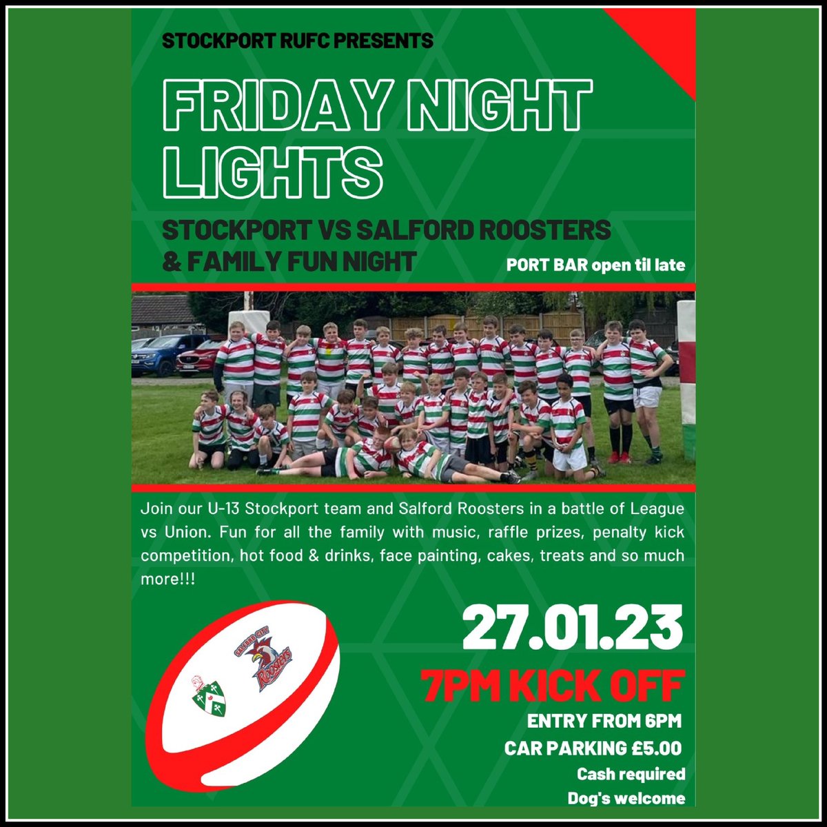 📣 The Stockport RUFC u13s are looking to raise £4000 to help fund the team travelling to Portugal.

➡️ There are a number of fundraising events - (full details on the link). First up is this Friday.
😊 All welcome.

📅 Friday 27th January
⏰ 6PM
📍 @stockportrugbyclub 

Cont…